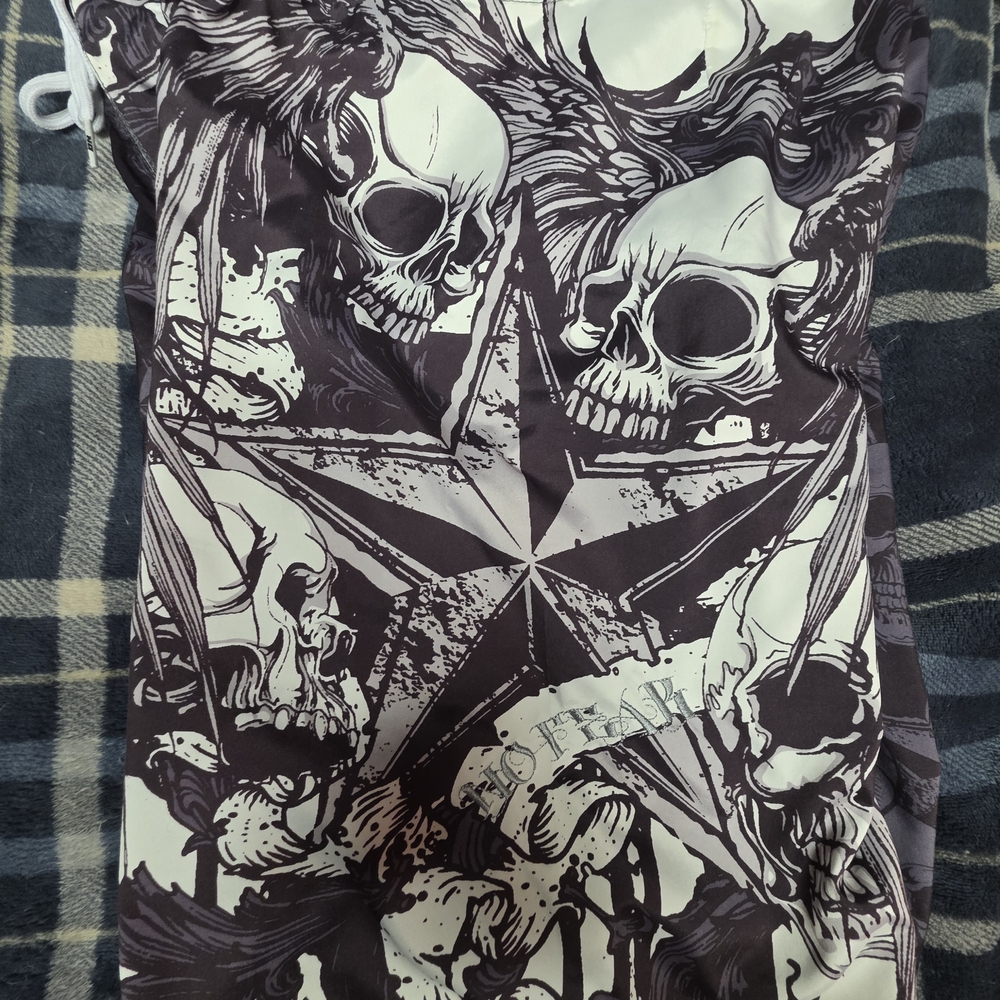 Edgy Black and White Skull Board Shorts